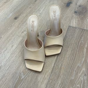 SCHUTZ Nude Mule Kate Stiletto Shoes